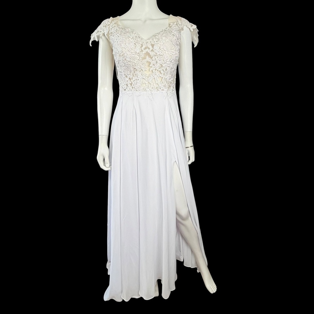 HEBEOS Fairy Lace Sheer Y2K Coquette Wedding Dress Ethereal Romantic A-Line S